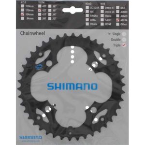 Shimano Kedjedrev 48T Shimano FC-M391/430, 104mm, svart, 9vxl
